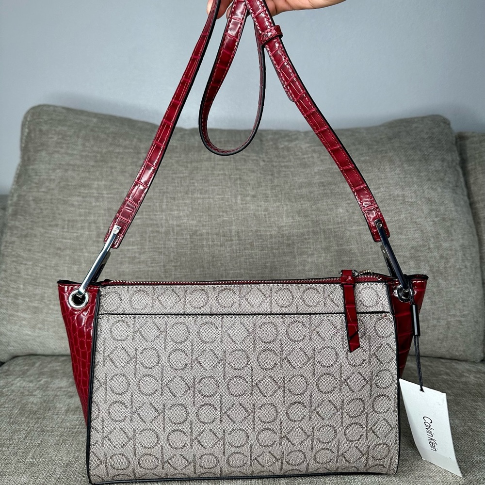 Calvin Klein Red and Grey Women's Bag